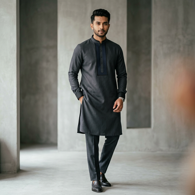 Men's Contrast Panjabi